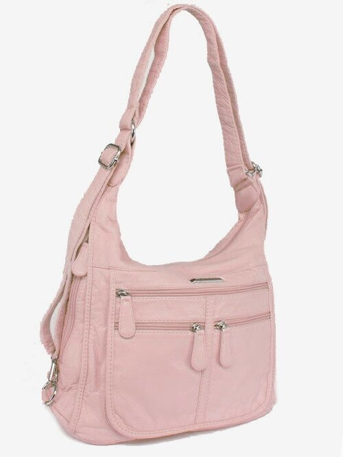 Рюкзак хобо Guecca, фактура гладкая, розовый