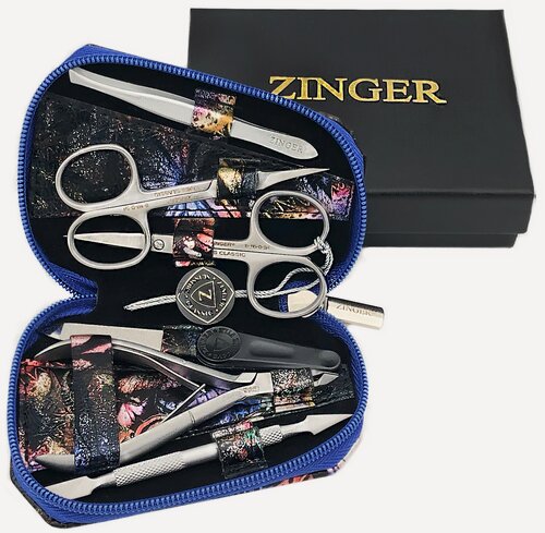 Изображение товара Маникюрный набор Zinger 7103, 6 предметов, медицинская сталь, серебристый/бабочки