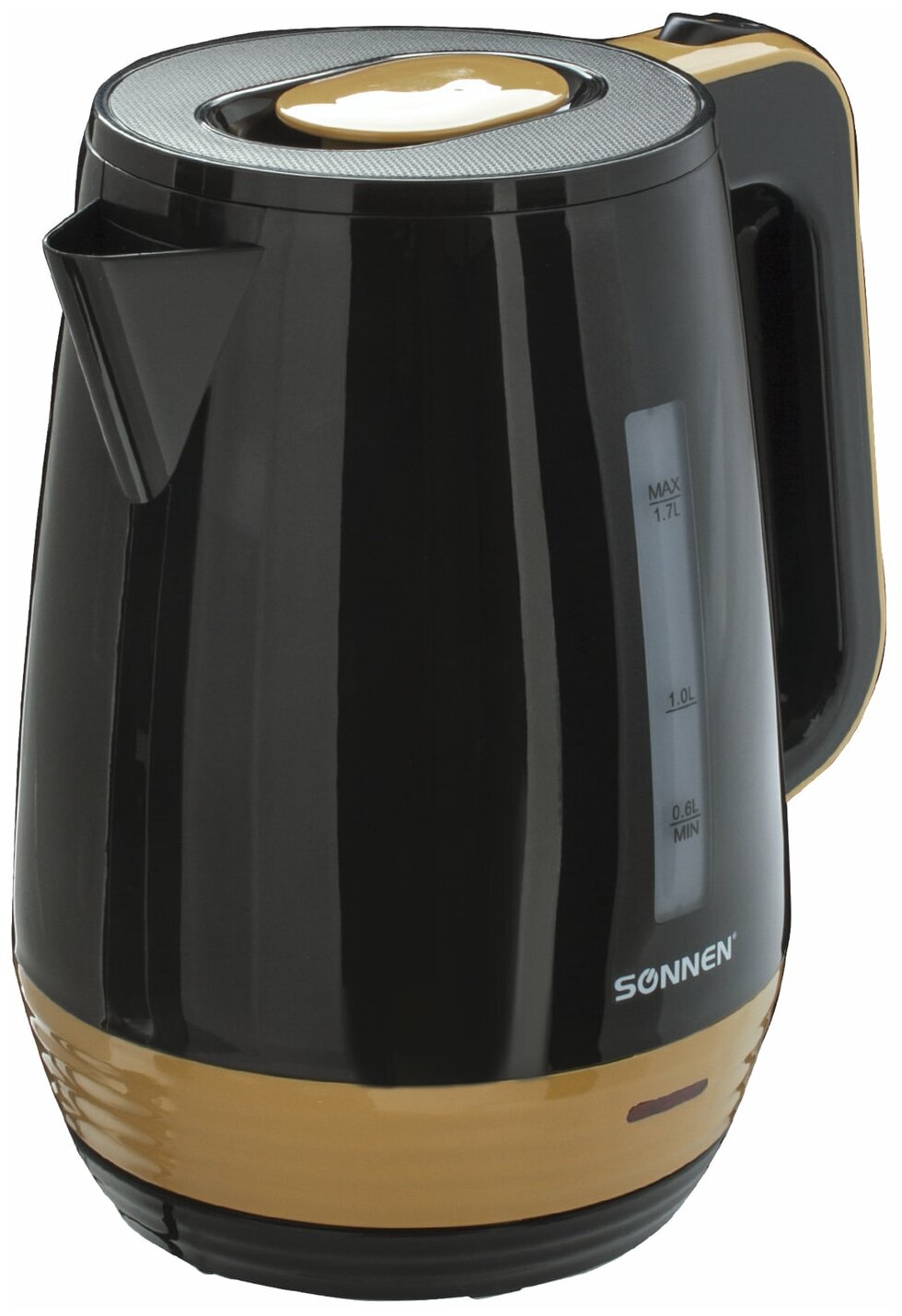 Чайник SONNEN KT-1776, 1,7 л, 2200 Вт, закрытый нагревательный элемент, пластик, черный/горчичный, 453418 - фото №8