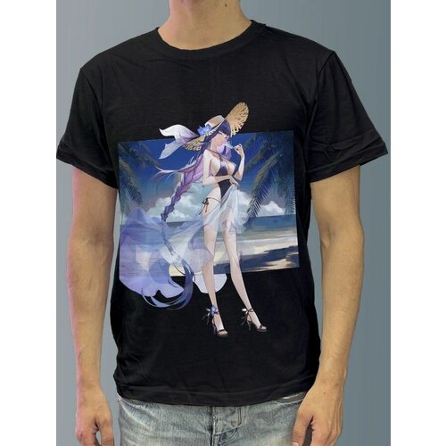 фото Футболка мужская черная из хлопка с dtf рисунком игра genshin impact - 945 будь на стиле