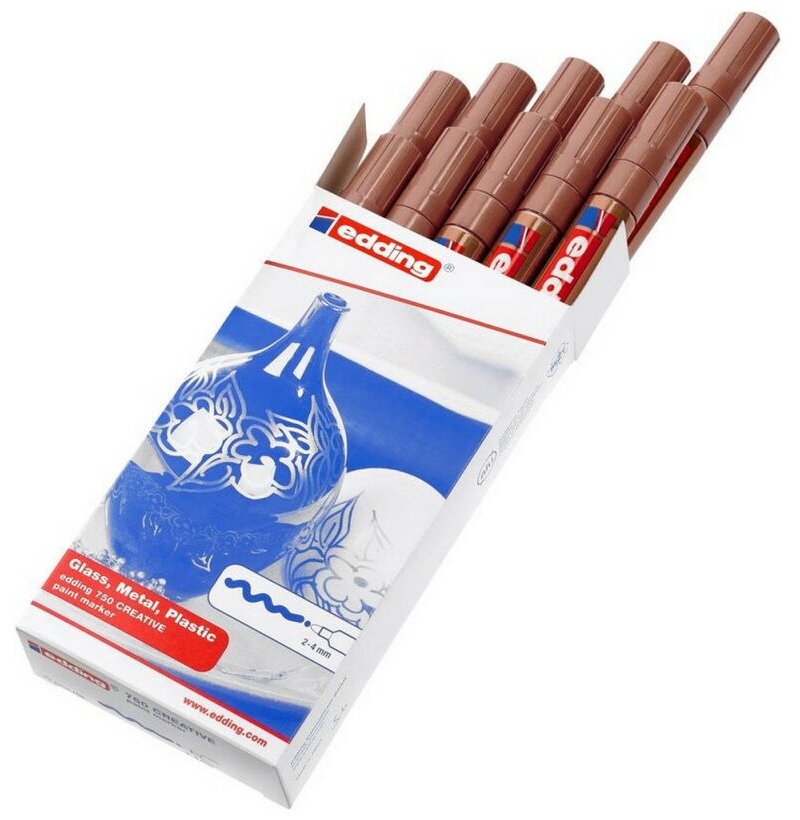Маркер-краска лаковый Edding 750, 2-4 мм, МЕДНЫЙ, E-75055, 3 шт - фото №7