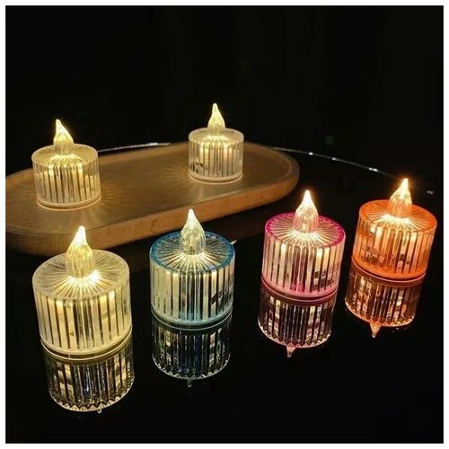 Свечи светодиодные с плавным мерцанием набор 24 шт, декоративные праздничные LED с батарейками