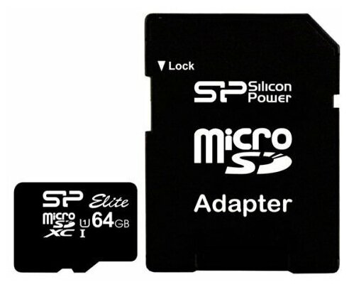 64Gb - Silicon Power MicroSD Class 10 Elite UHS-I SP064GBSTXBU1V10SP с адаптером SD (Оригинальная!)