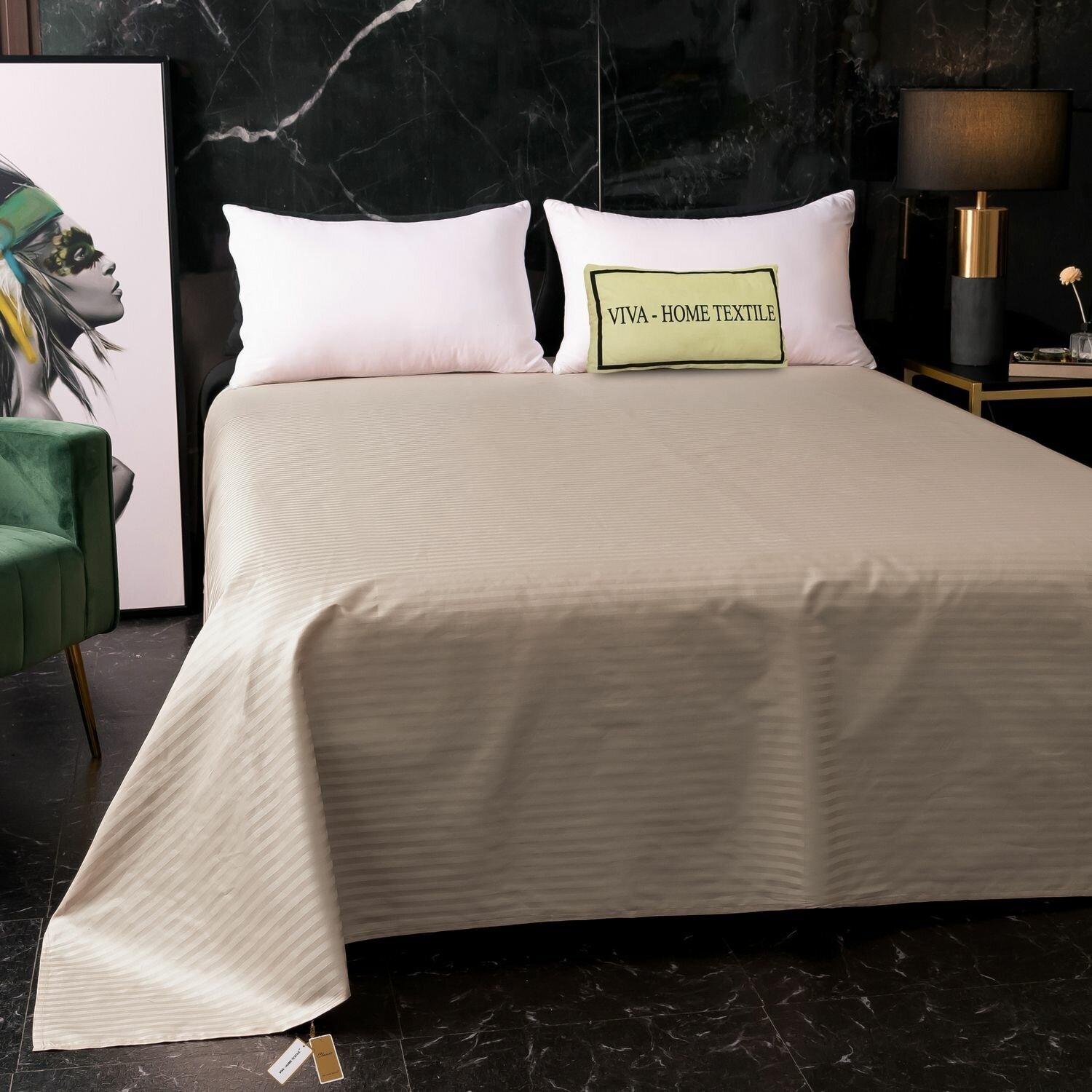 фото Простынь 220х250 см Страйп Сатин Однотонный 100% хлопок