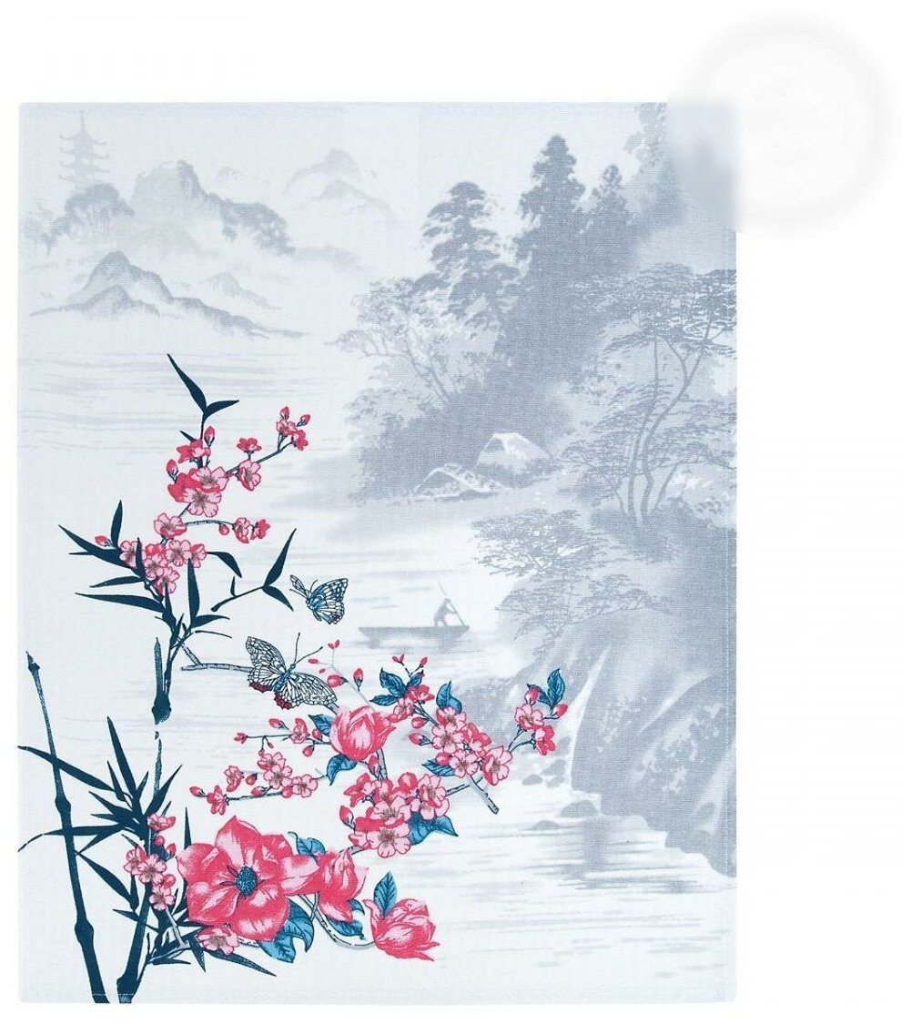 Набор полотенец из рогожки "ПУЭР" 45*60 АРТ дизайн, 45*60, серый, розовый - фотография № 3