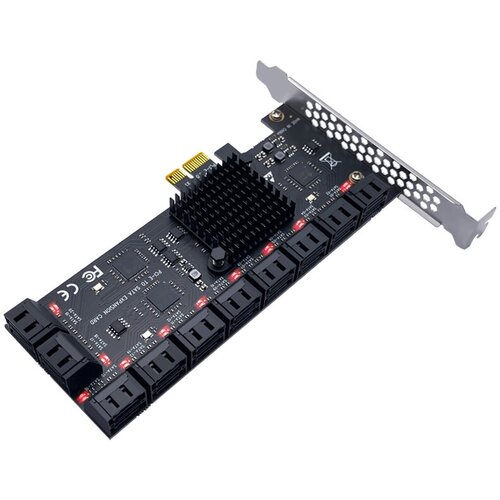 PCIe SATA Adapter Card with 20 Port SATA III 6Gbps, PCIe 3.0 X1 sata pcie 1x adapter 6 10 ports pcie x4 x8 x16 to sata 3 0 6gbps interface rate riser expansion card for desktop pc computer