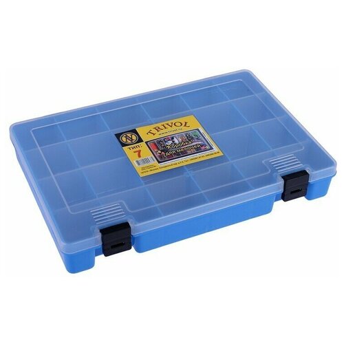тривол коробка для мелочей пластик 1 т синий Коробка для мелочей №7 со съемными перегородками Trivol, цвет: голубой 4,5x27,5x18,8 см