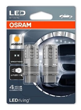 Лампа автомобильная светодиодная OSRAM Standard Amber 3547YE-02B P27/7w 12V 1W W2.5x16d