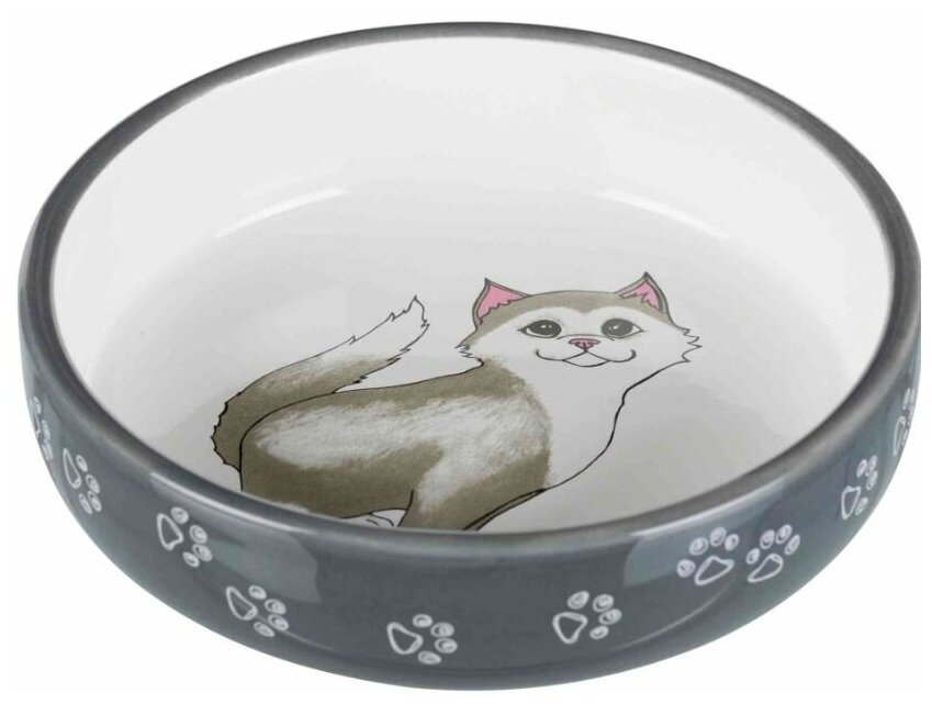Миска для кошек Trixie Ceramic Bowl, размер 15см., серый - фотография № 3