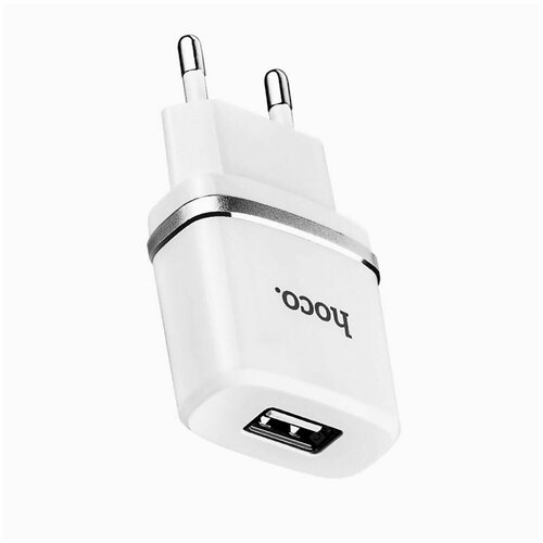 Адаптер Сетевой с кабелем Hoco C11 1 USB / 5V / 1A + Lightning Белый сзу lightning на 2 usb n7 2 1a speedy hoco белое