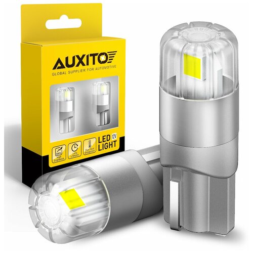 Светодиодная лампа AUXITO T10 W5W цоколь W2.1x9.5d 2шт 3000К желтый свет LED автомобильная