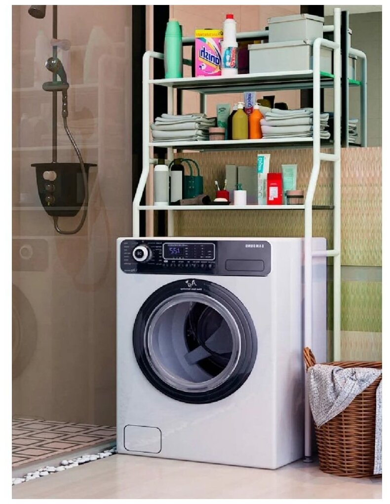фото Стеллаж для ванной/полка над стиралкой/стеллаж 3 ярусный/металлический стеллаж настенный