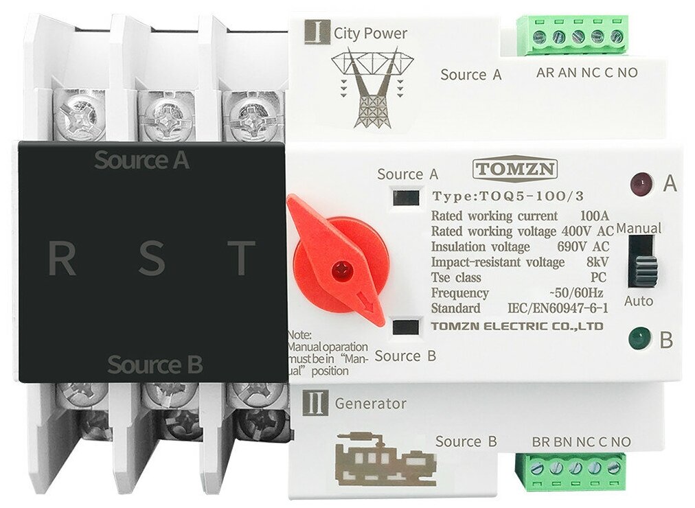 Автомат ввода резерва TOMZN TOQ5-100/3, 100А - фотография № 2