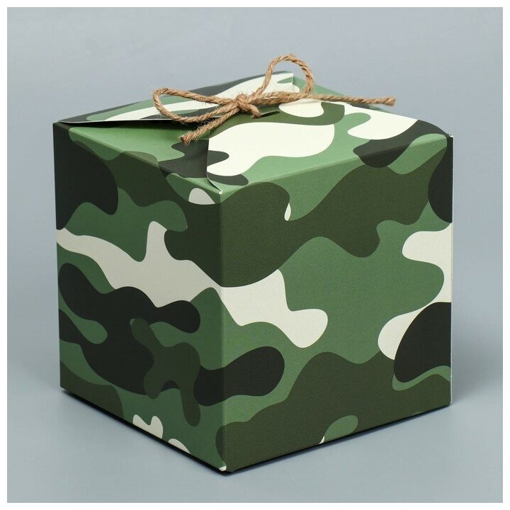 Дарите Счастье Коробка подарочная складная, упаковка, «Милитари», 12 х 12 х 12 см