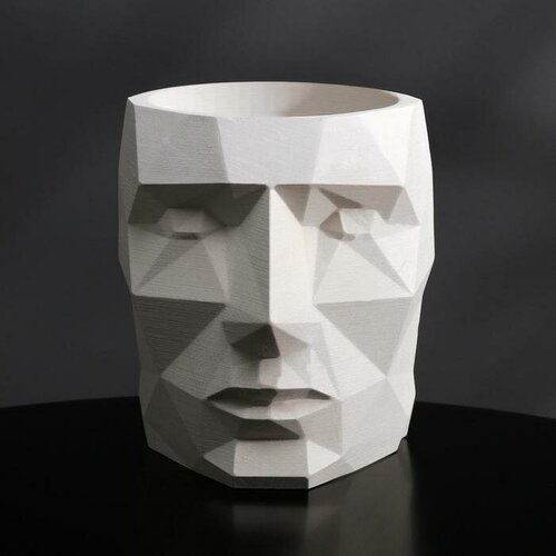 SUI Кашпо полигональное «Голова», цвет белый, 11 × 13 см