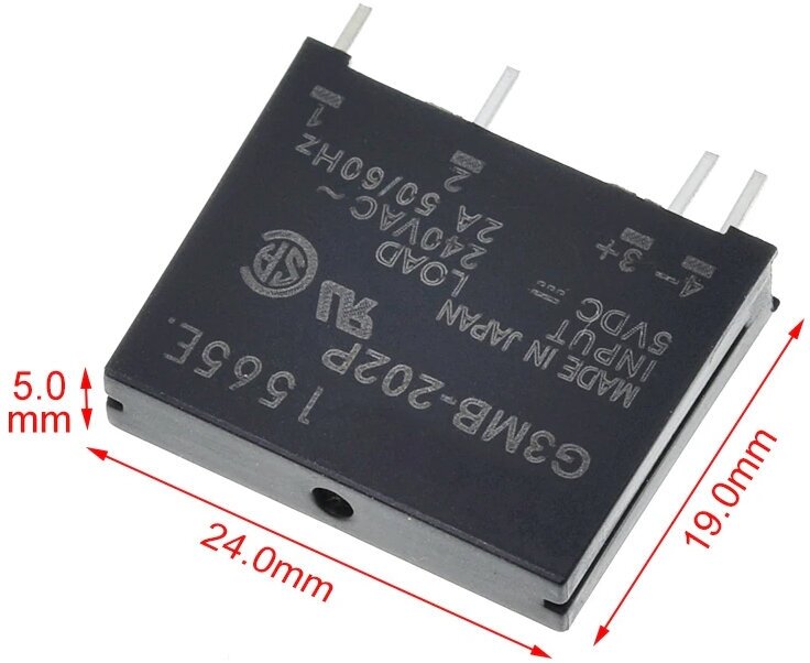 Реле твердотельное (SSR) G3MB-202P, 5 В (DC), 2 А, контакты NO, 1 шт.