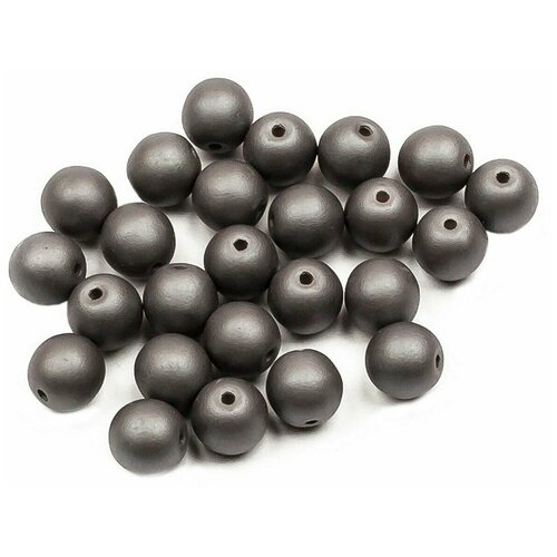 Стеклянные чешские бусины, круглые, Round Beads, 6 мм, цвет Alabaster Metallic Steel, 25 шт. стеклянные чешские бусины круглые round beads 6 мм цвет alabaster metallic steel 25 шт 2010 29403 1