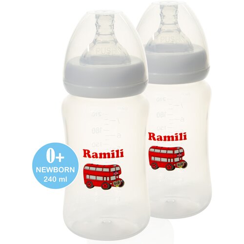 Две противоколиковые бутылочки для кормления Ramili Baby 240MLX2