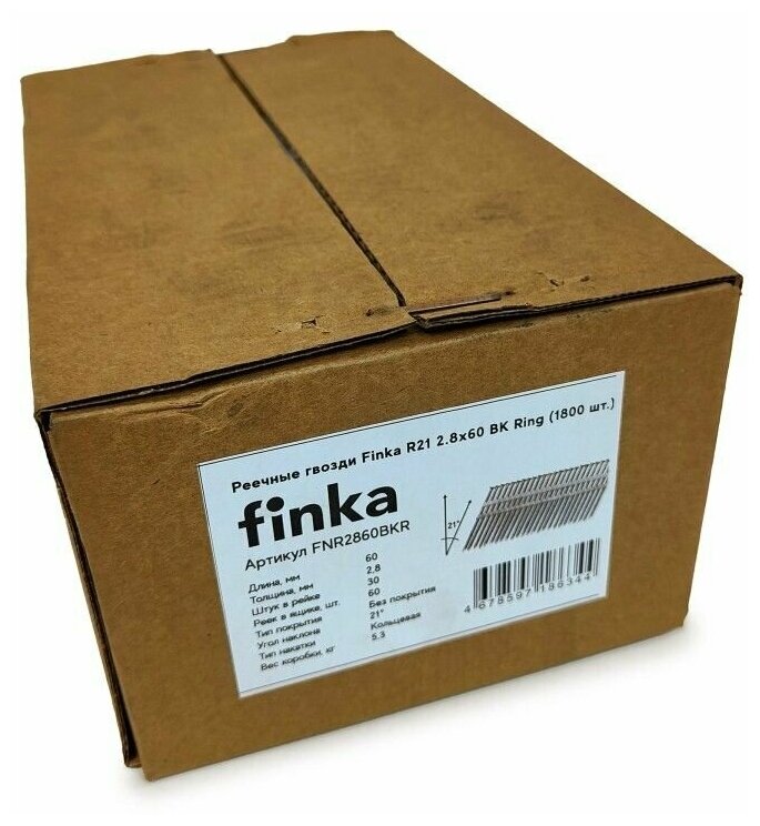Finka Реечные гвозди R21 2.8x60 BK Ring (1800 шт) арт. FNR2860BKR