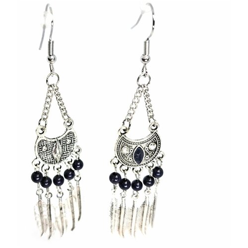 Серьги в этническом стиле серебристые