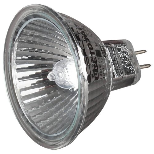 фото Лампа галогенная светозар 20вт gu5.3 12в, 51мм, защитное стекло, алюминиевый отражатель, sv-44732