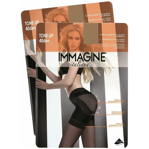 фото Колготки immagine tone up, 40 den, с шортиками, 2 шт., размер 2, бежевый