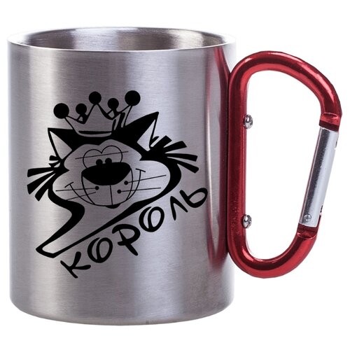 фото Металлическая кружка с карабином король - волк в короне drabs