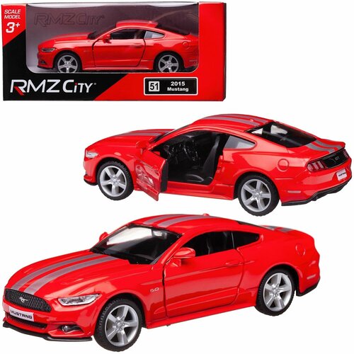 Машинка металлическая Uni-Fortune RMZ City 1:32 Ford 2015 Mustang with Strip инерционная, цвет красн легковой автомобиль rmz city ford mustang 2015 344028sm 1 64 4 3 см матовый красный