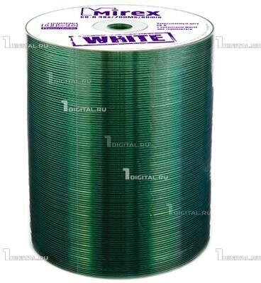 Диски Mirex CD-R80 Shrink Bulk (100 шт.) WHITE 700Mb 48х Thermal Print (UL120037A8T)