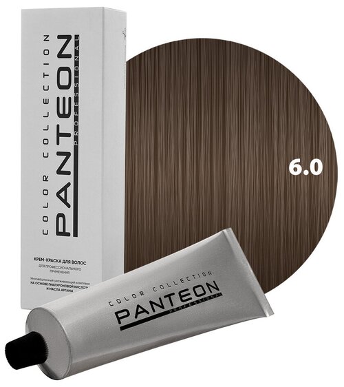 Panteon Color Collection Стойкая крем-краска для волос для профессионального применения, 6.0 русый