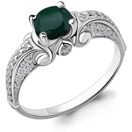 фото Кольцо diamant online, серебро, 925 проба, фианит, агат, размер 18