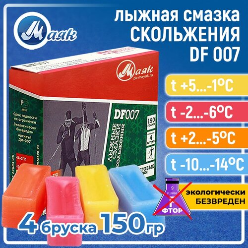 фото Парафин для лыж / лыжная мазь скольжения ancor sport дф-007, 4 шт. 150 г. t (-5+2 c) (-1+5 c) (-10-14 c) (-2 -6 c) маяк