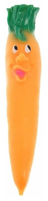 Игрушка для собак зооник Морковь пластиковая, оранжевая (21 см)