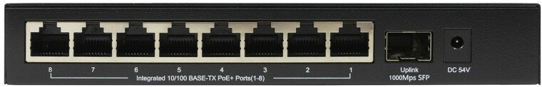 ORIGO OS1209P/80W/A1A Неуправляемый PoE-коммутатор 8x100Base-TX PoE+ 1x1000Base-X SFP PoE-бюджет 80 Вт корпус металл