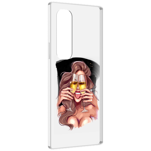 Чехол MyPads любительница-шампанского-модель женский для Samsung Galaxy Z Fold 4 (SM-F936) задняя-панель-накладка-бампер