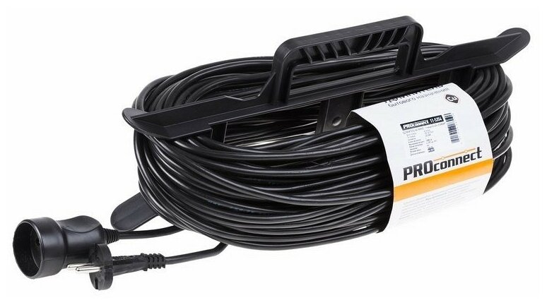 Удлинитель-шнур на рамке PROconnect ПВС 2х0.75, 10 м, б/з, 6 А, 1300 Вт, IP20, черный (Сделано в России)