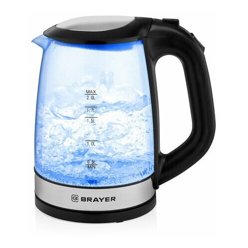 Комплект 5 шт Чайник BRAYER BR1040BK 2 л 2200 Вт закрытый нагревательный элемент стекло черный 1830000₽