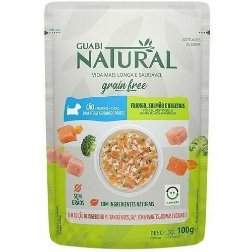 Guabi Natural Корм влажный беззерновой для собак Dog Grain Free, курица, лосось и овощи, 100 г