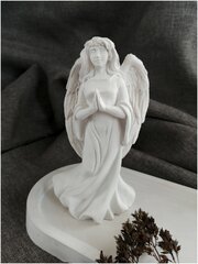 Статуэтка для интерьера ангел из цемента и гипса ручной работы, белый