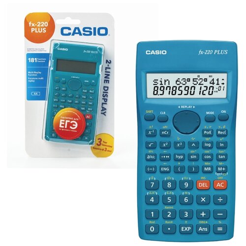 Калькулятор Casio инженерный 181 функция питание от батарейки 155х78 мм сертифицирован для ЕГЭ (FX-220PLUS-S-EH)