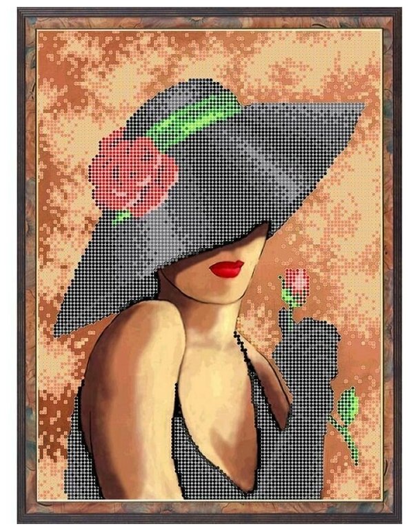 Рисунок на ткани RK LARKES "Шляпка с розой", 21,6x29,3 см