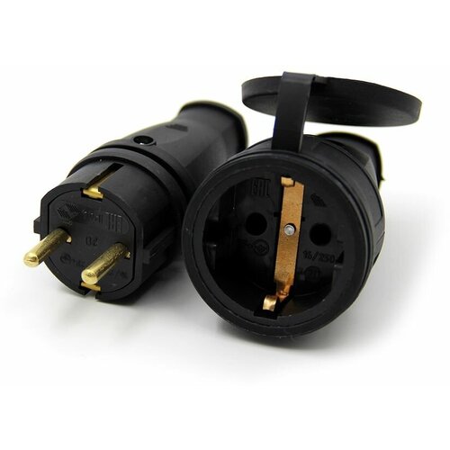 Набор переносной каучуковый розетка вилка IP44 16 А цвет черный 541₽