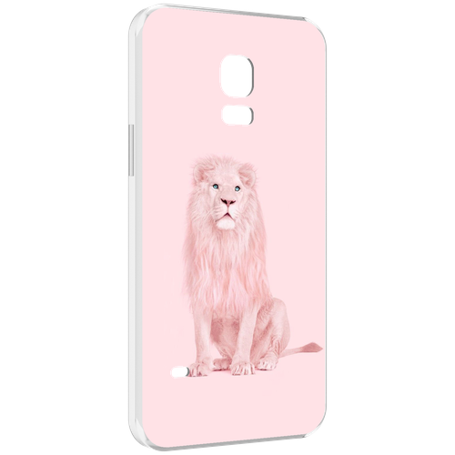чехол mypads лев с розовыми зубами для samsung galaxy s5 mini задняя панель накладка бампер Чехол MyPads Розовый-лев для Samsung Galaxy S5 mini задняя-панель-накладка-бампер