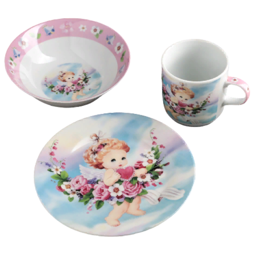 фото Набор детской посуды, доляна, ангелок, 3 предмета