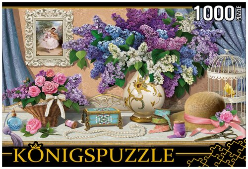 Пазл Konigspuzzle Нежный натюрморт с сиренью, ФK1000-6636, 1000 дет., разноцветный
