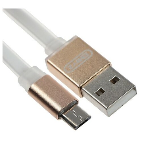 Кабель BYZ BL-605, microUSB - USB, 2.1 А, 1.2 м, ПВХ, бело-золотистый