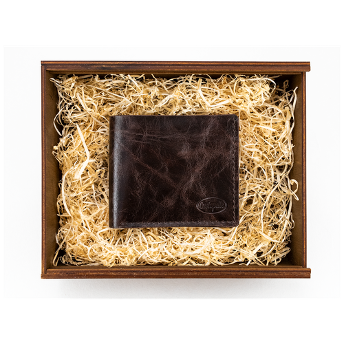 Кошелек Custopelle портмоне ручной работы из натуральной кожи, шоколад. Подарочная упаковка