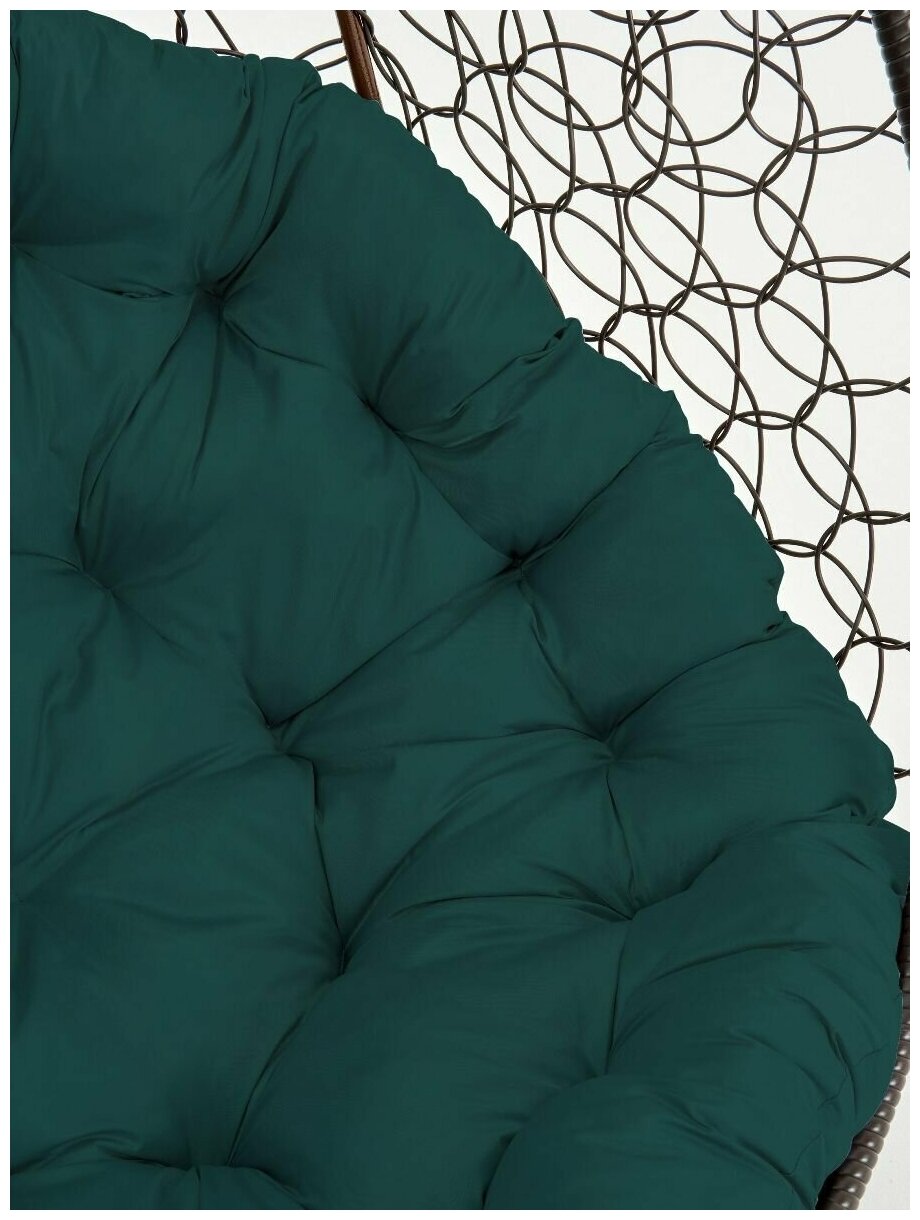 Подвесное кресло-кокон Yova Bubble из эко-ротанга, стойка венге, подушка круглая зеленая - фотография № 3