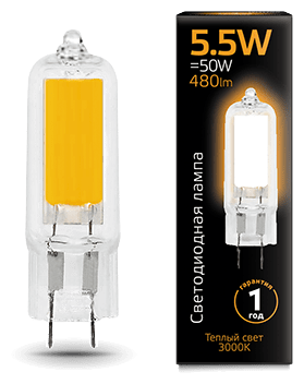 Лампа светодиодная капсульная 5.5Вт G4 3000K AC220-240V Gauss