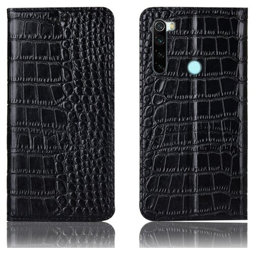 фото Чехол-книжка mypads premium для xiaomi redmi 9 из качественной импортной натуральной кожи теленка с фактурной прошивкой рельефа кожи крокодила экзотический черный